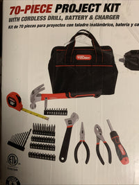 Hyper Tough 70-Piece Project Kit w/ Cordless Drill, Battery & Charger | DIY Tool1