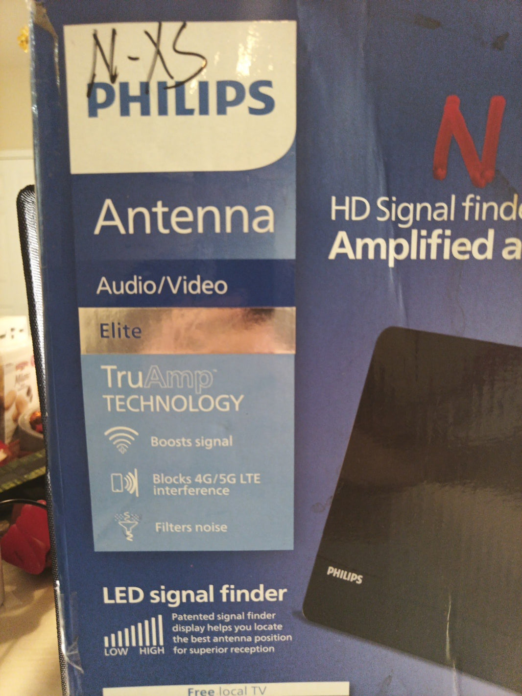 PHILIPS HD Elite Signal Finder Amplified Antenna 60 Mile Range (10ft Coax)1