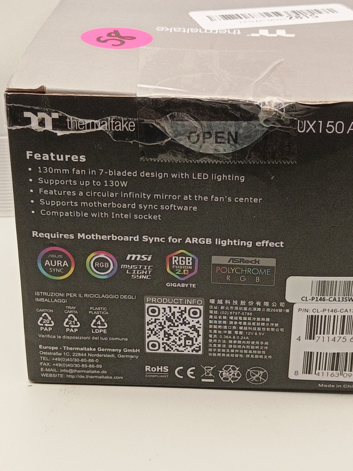 Thermaltake UX150 ARGB Sync CPU Cooler - 1 Pack 4