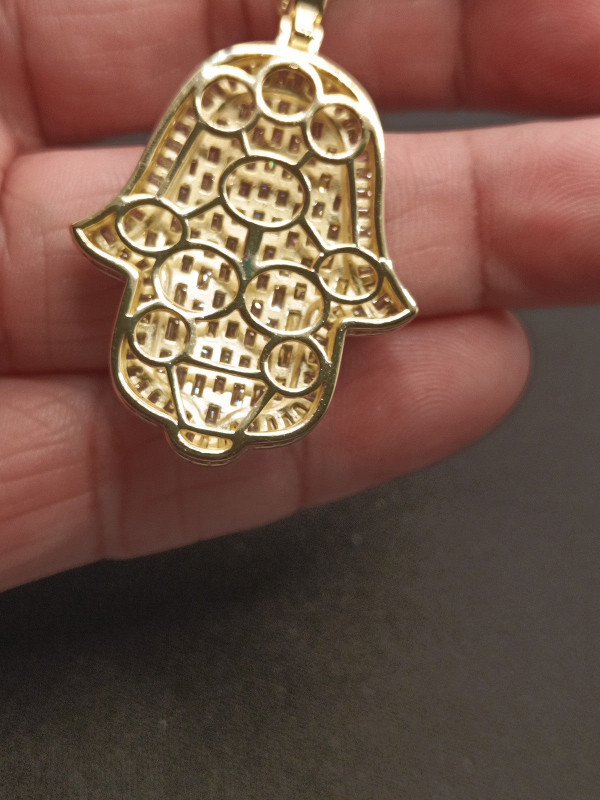 925 Sterling Silver Hamsa Pendant With 5.58 ctw Lab Grown Diamond Layered 14K3