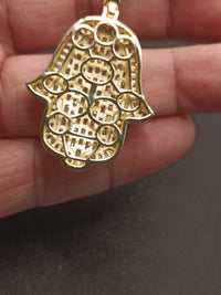 925 Sterling Silver Hamsa Pendant With 5.58 ctw Lab Grown Diamond Layered 14K3