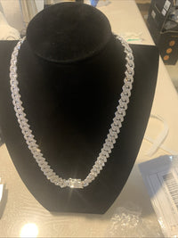Silver Iced Out AAA CZ Cuban Link Chain 22” , 14 mm Thick, & Bracelet 8” 14 mm4
