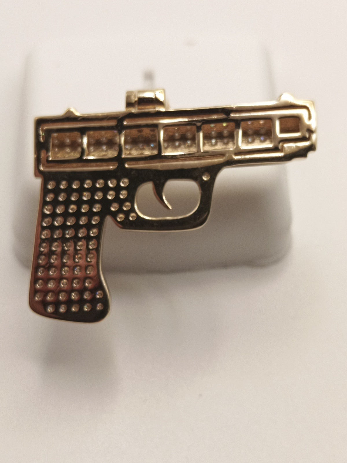 GLOCK PENDANT/GUN 925 SOLID STERLING SILVER 1.50 CTW MOISSANITE 1.5 INCHES LONG!2