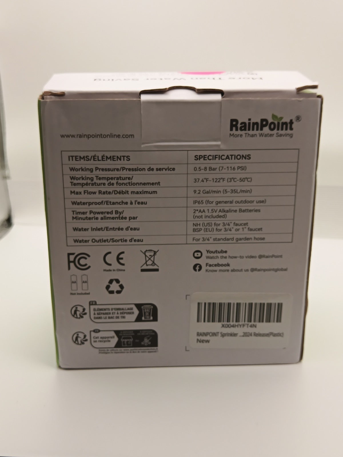 Rainpoint 1-Zone Water Timer Model ITV105 Water Saving Outdoor 3/4" Hose Timer 2