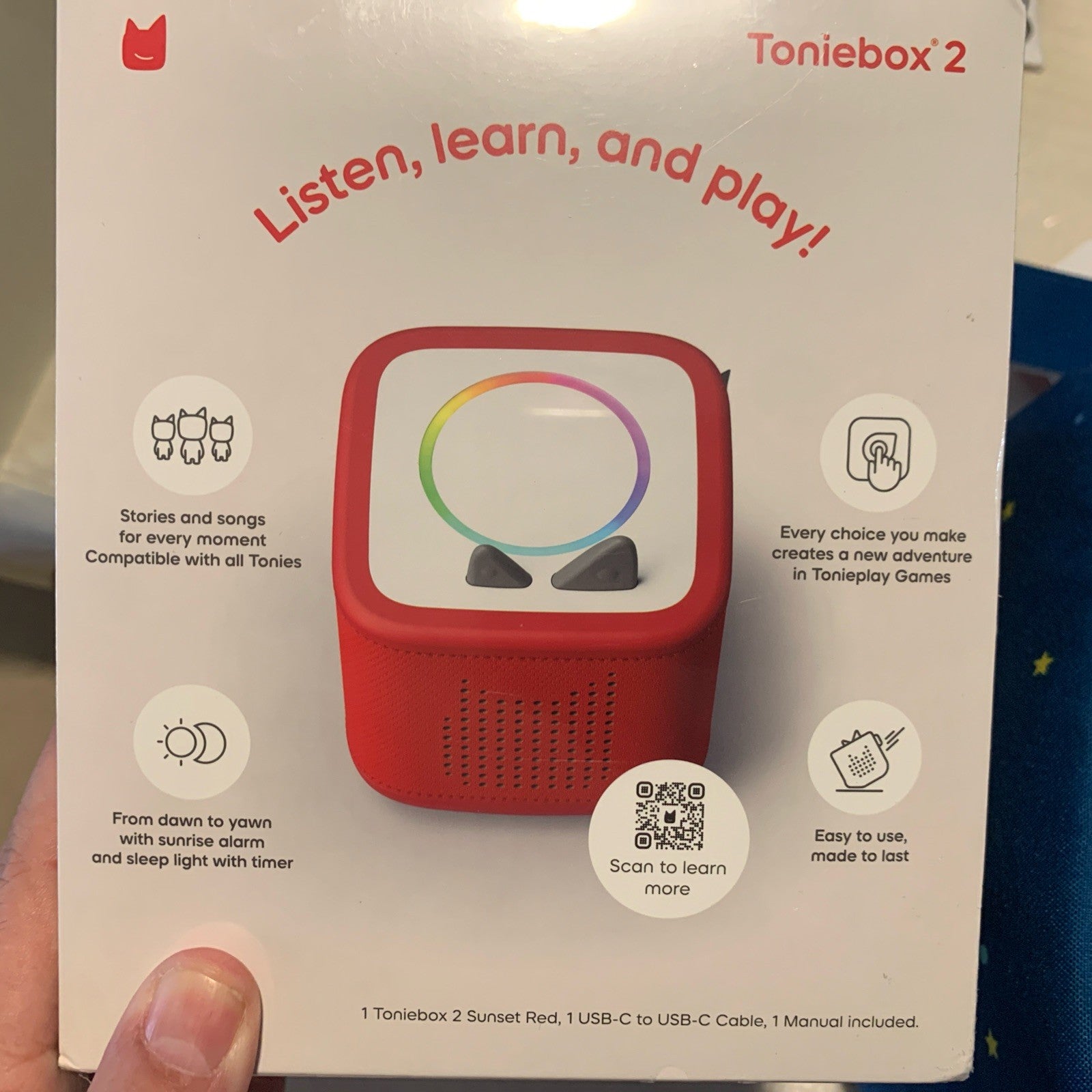 Tonies Toniebox 2 Red Audio Player Box New Sealed 2 Tonies And Listen & Play Bag4