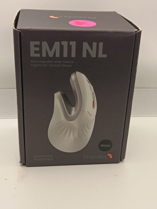 ProtoArc Ergonomic Computer Mouse, EM11 NL Bluetooth Rechargeable Wireless White