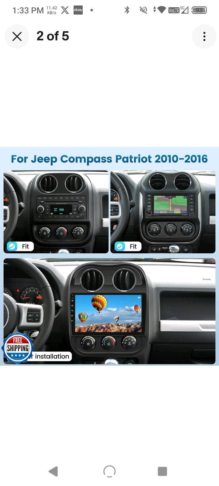[4Core+64GB] Car Radio Stereo for Jeep Compass Patriot 2010-20166