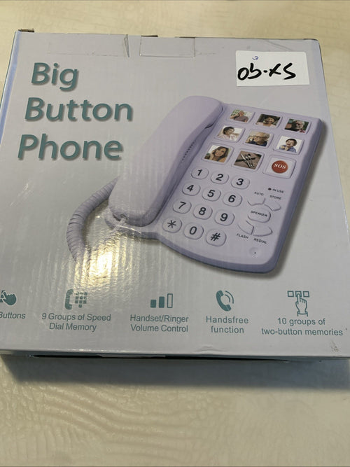 BIG BUTTON PHONE FOR SENIORS CORDED LANDLINE 9 SPEED DIAL Extra Load Ringer