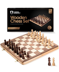 15'' Walnut Chess Set with Storage Board for Adults & Children, 2 Players0