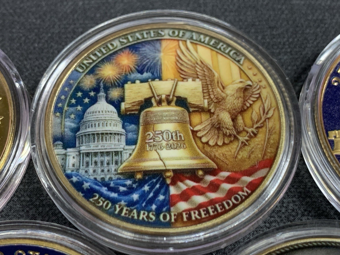 Set Of 7 Different America 250th Anniversary Commemorative Challenge Coin $ave!!15