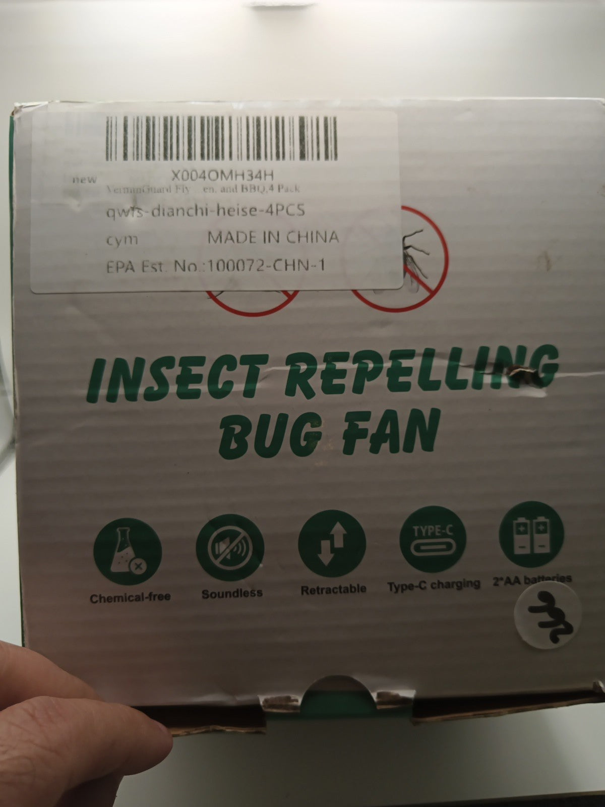 4PCS Bug Fly Repellent Fans for Tables with Holographic Blades and Hanging Hook1
