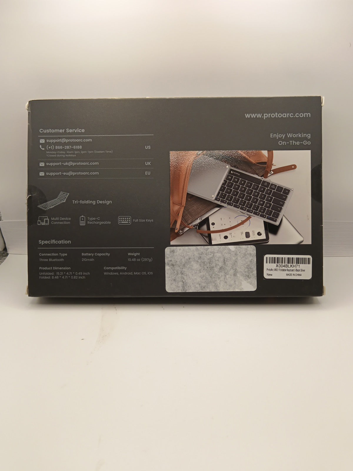 New Open Box  ProtoArc XK01 Foldable Portable Business Bluetooth Travel Keyboard1