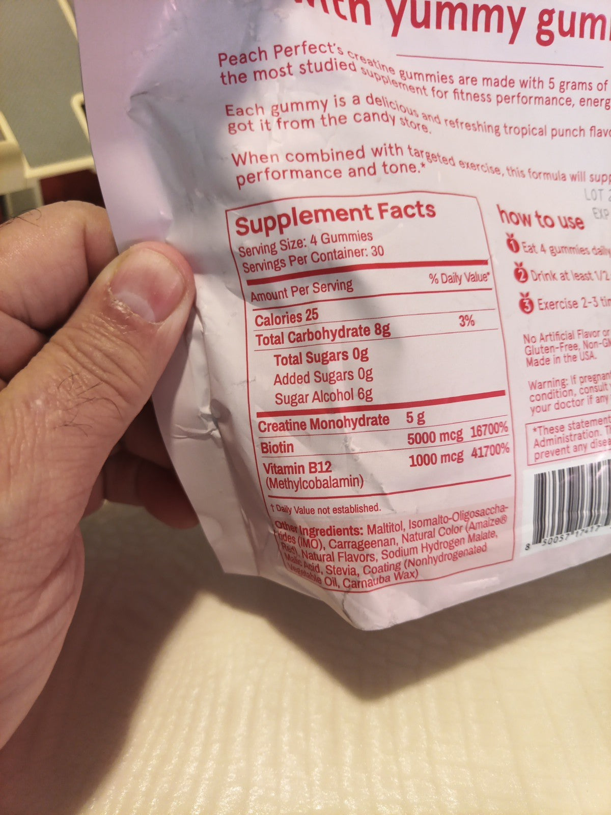 Peach Perfect Creatine Gummies 5g Tropical Fruit- Expires 6/272