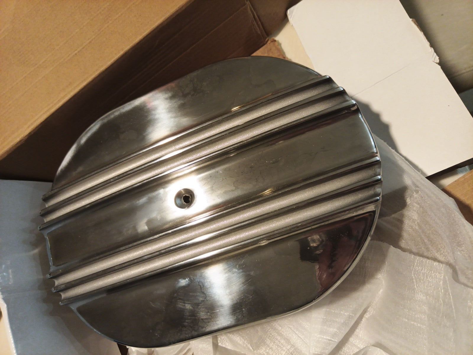 Air Cleaner 12 Inch Oval Half Finned Aluminium + Element Suit 4 Barrel Hot Rod0