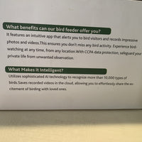Solution4Patio Smart Bird Feeder AI Bird Identification. Ip65, Solar,  HD4