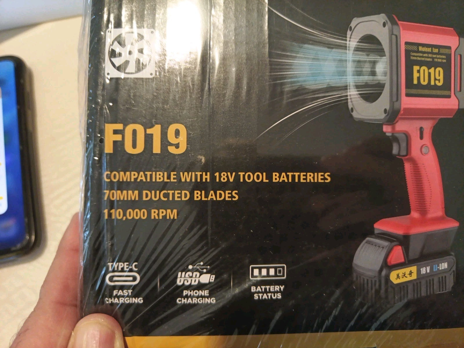 Turbo Fan, Violent Fan F019 Handheld Blower Utility 18V Battery Axial 70mm 1
