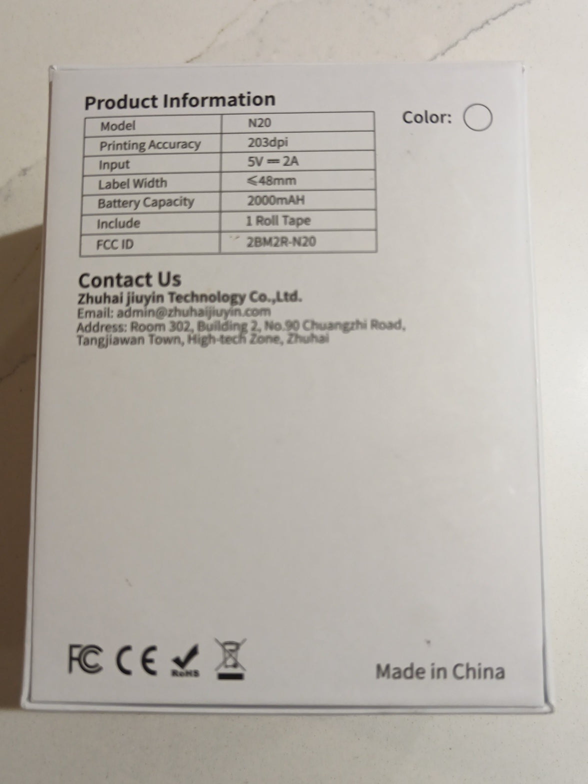 Portable Label Maker N20 Thermal Bluetooth Printer 203DPI w/ 2x2 Label Roll NEW2