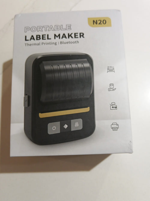 Portable Label Maker N20 Thermal Bluetooth Printer 203DPI w/ 2x2 Label Roll NEW
