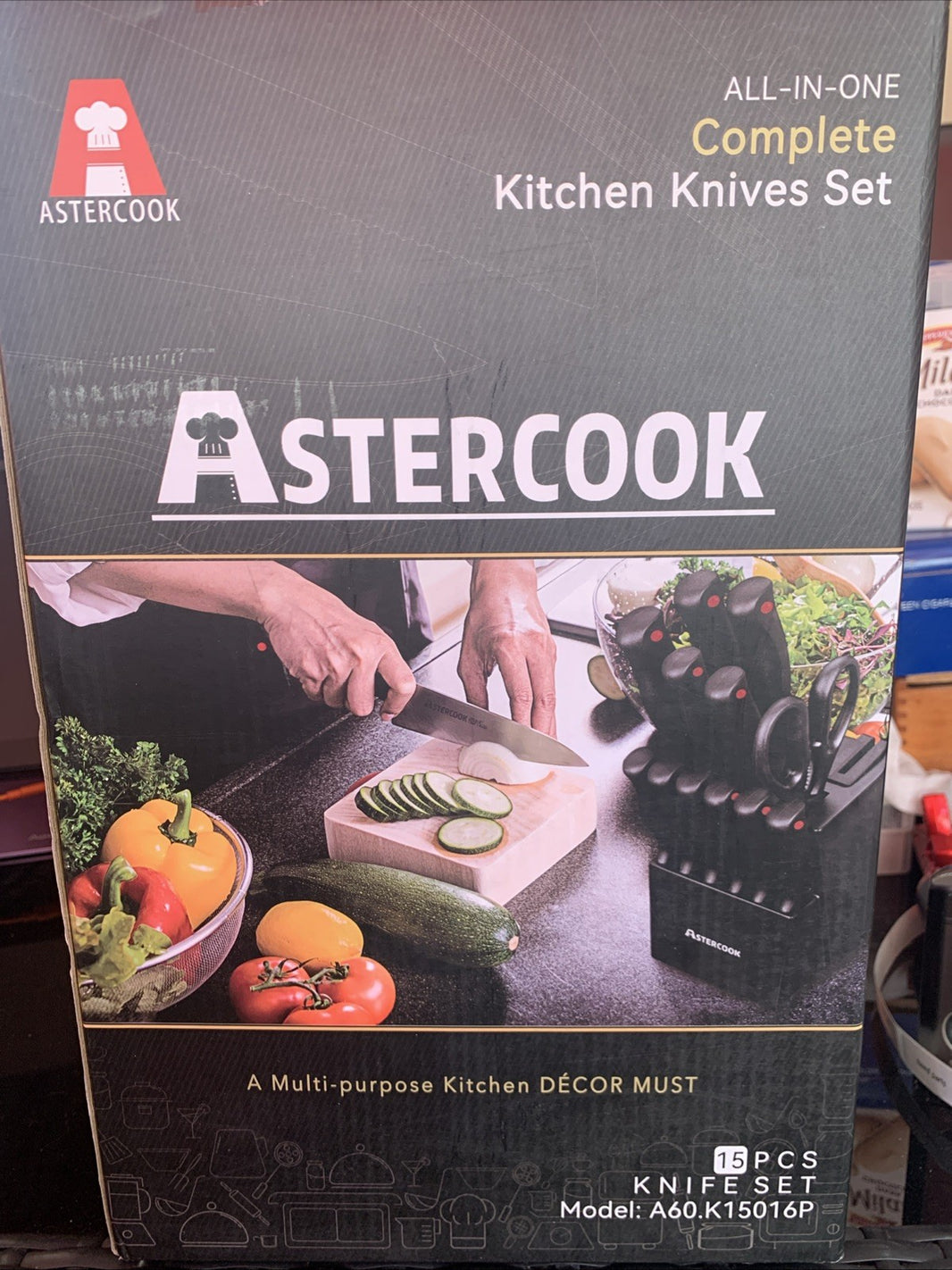 Astercook Dynamic Fine Edge 15-Piece Knife Block Set - Black0