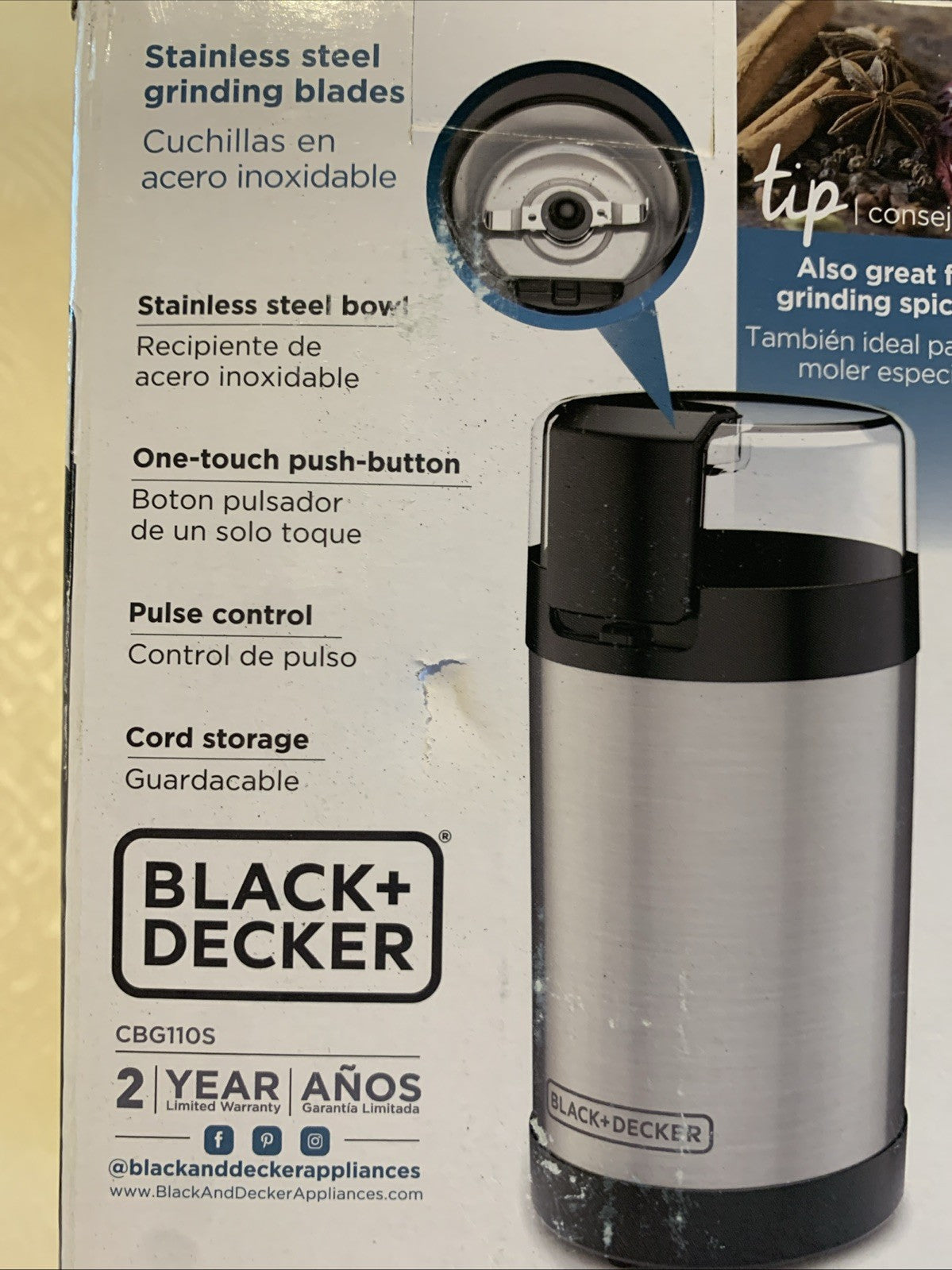 BLACK+DECKER CBG110S Blade Coffee Grinder Stainless Steel Silver/Black4