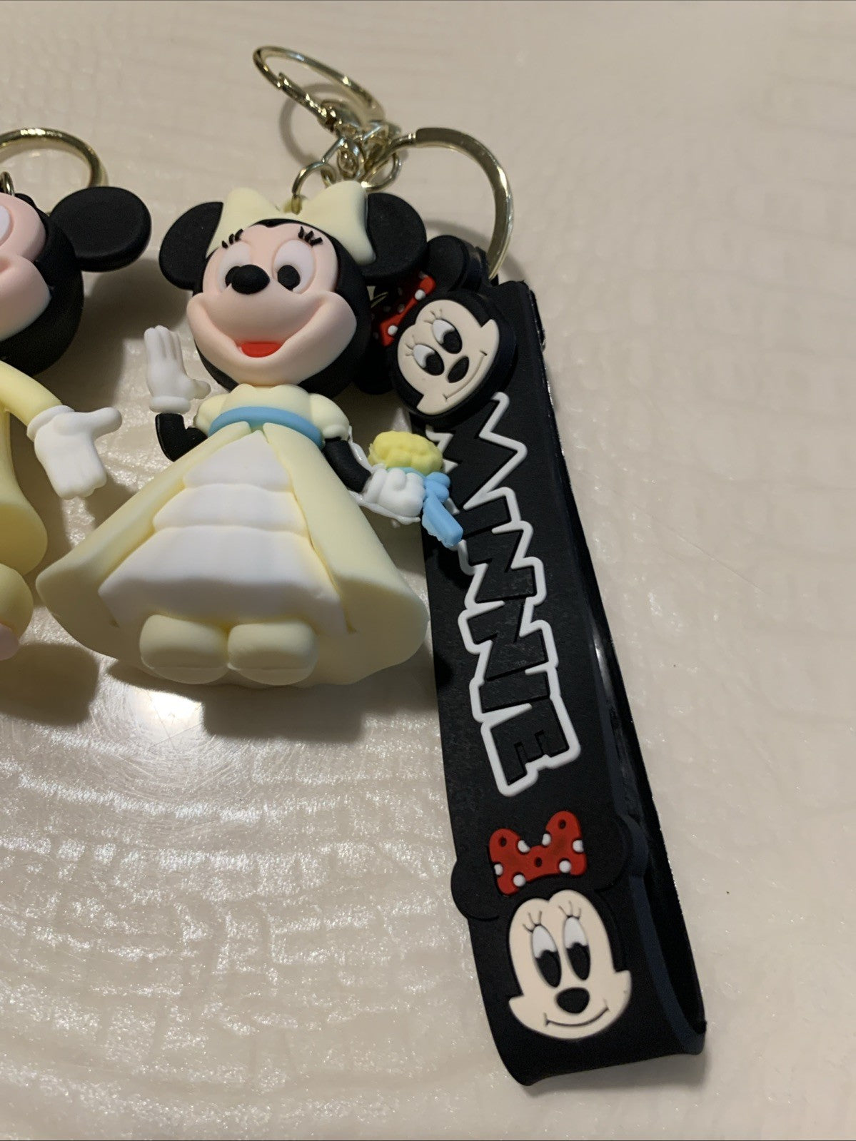 Pair Of Disney Mickey & Minnie Mouse Dale Bowser 3D Pendant Keychains Key Rings2