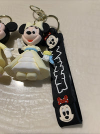 Pair Of Disney Mickey & Minnie Mouse Dale Bowser 3D Pendant Keychains Key Rings2