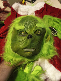 Adult Grinch Costume Mask And Outfit 6 Piece. MASK Might Scare The Kids.  US XL1