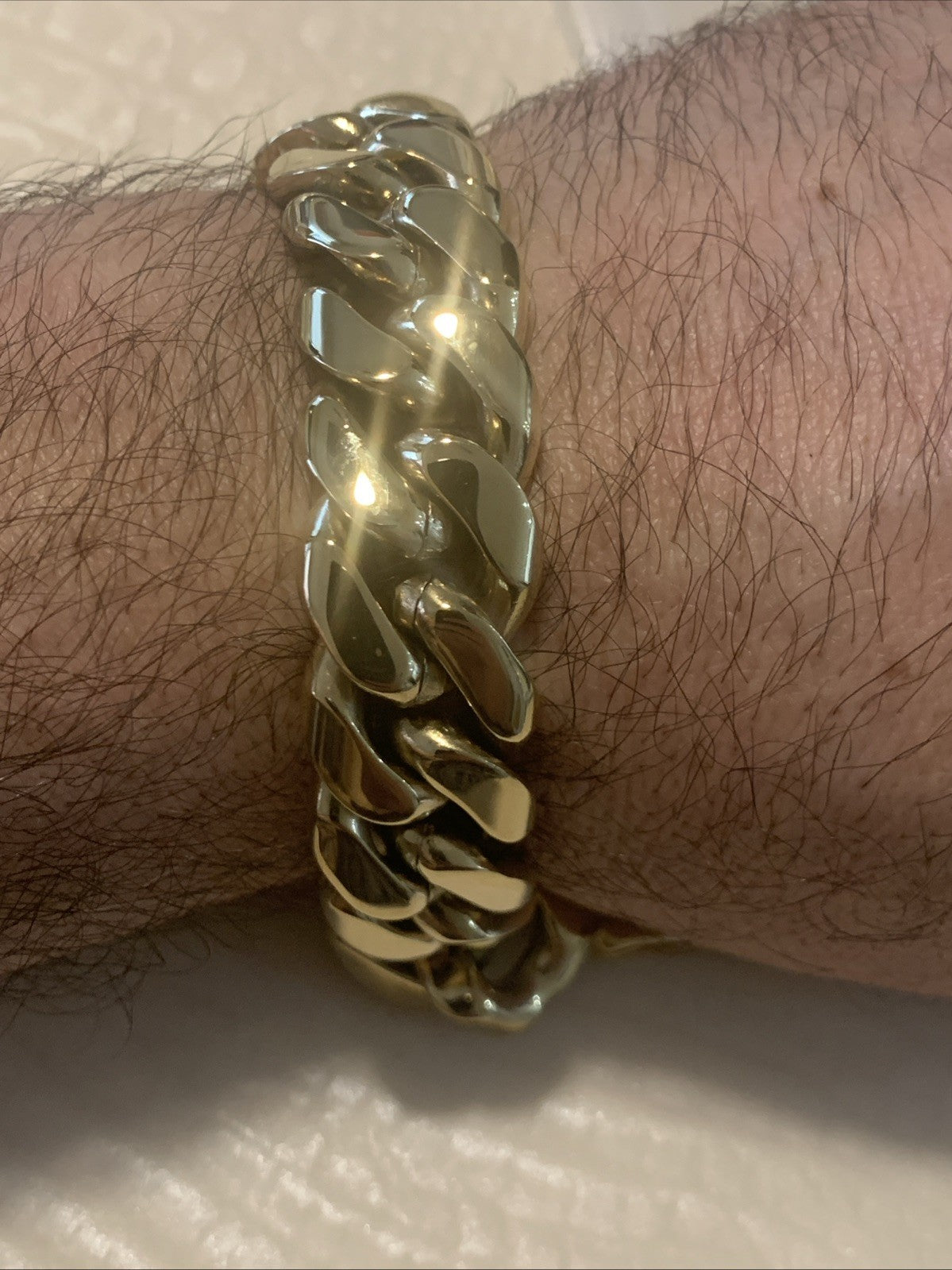 Cuban Link Chain 14k Gold-Plated 22-inch 18 mm & Bracelet 8.5”  18 mm, SS6