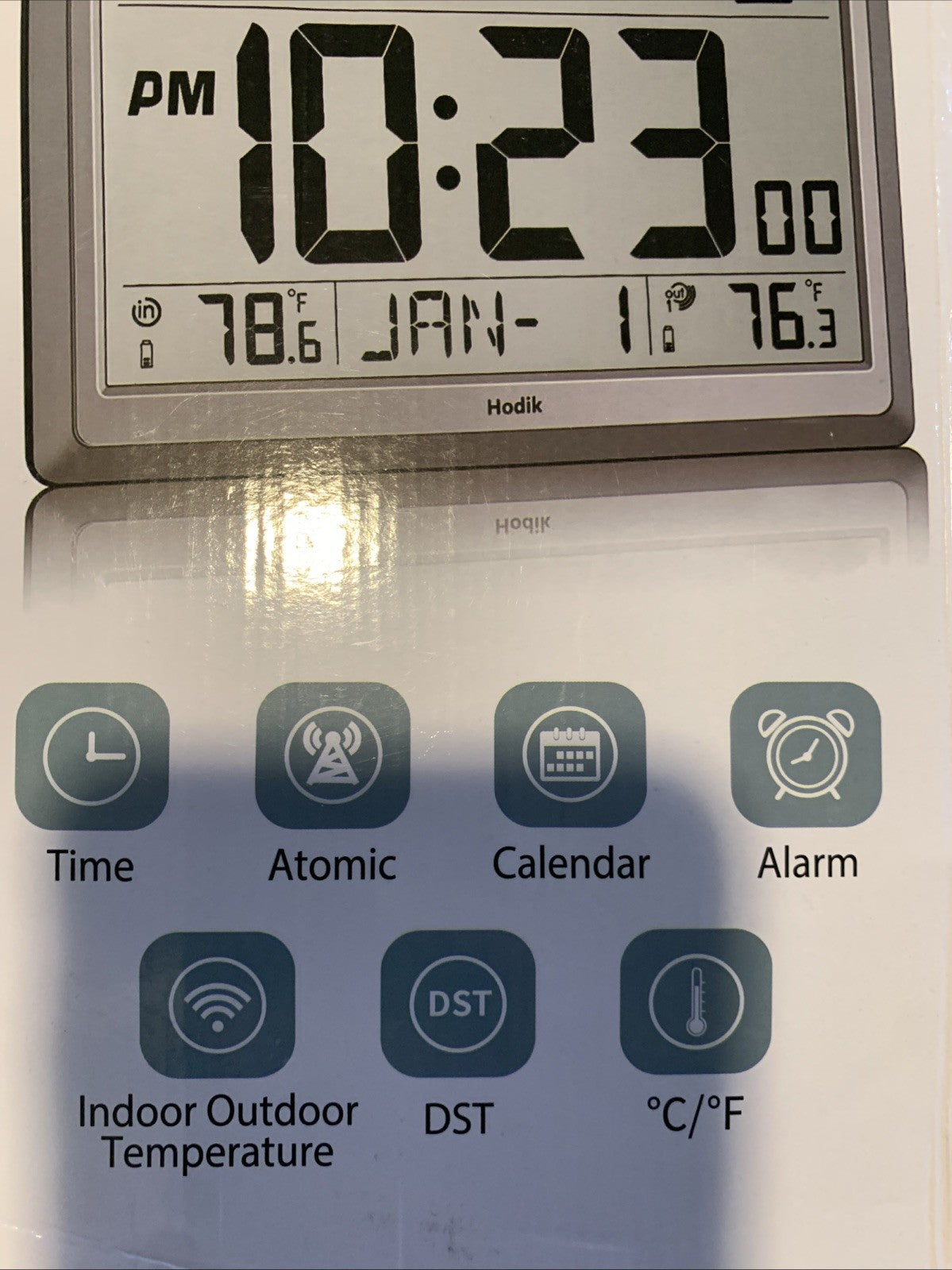 Hodik Atomic Clock With Indoor/Outdoor Temperature With Backlight2
