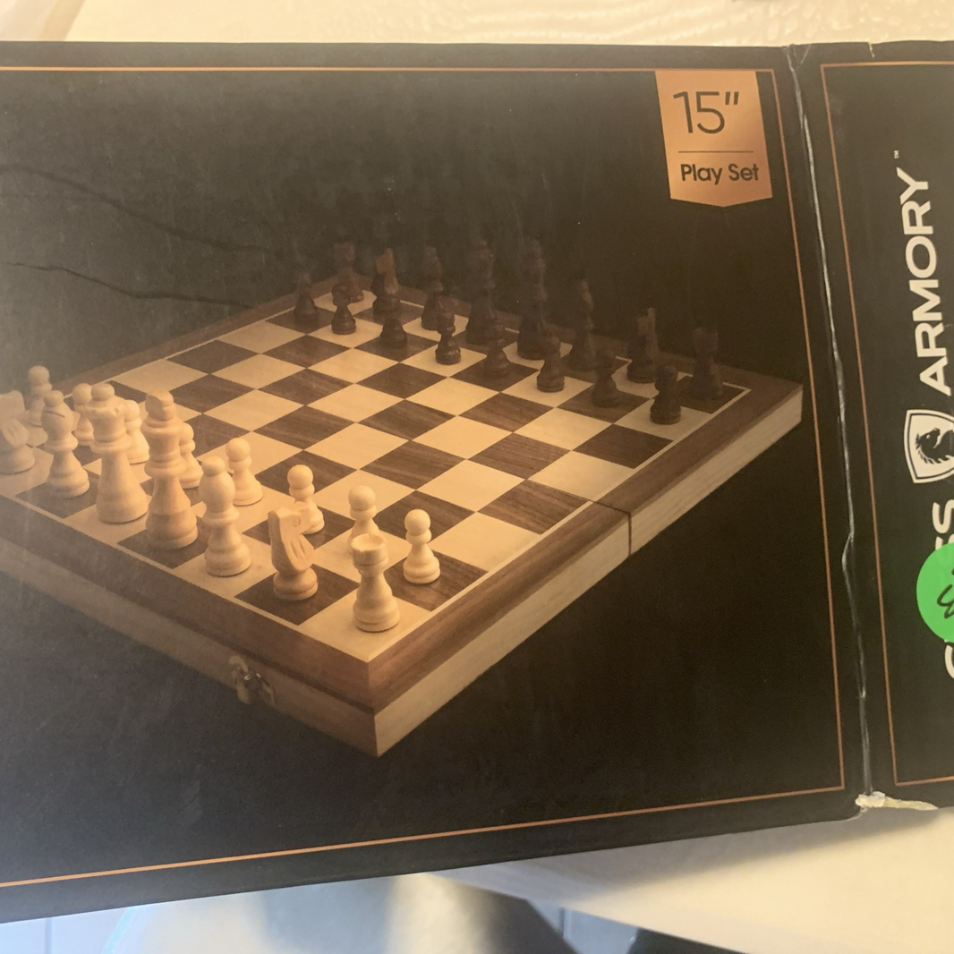 Chess Armory Magnetic 15 Inch Wooden Chess Set with Maple and Walnut board1