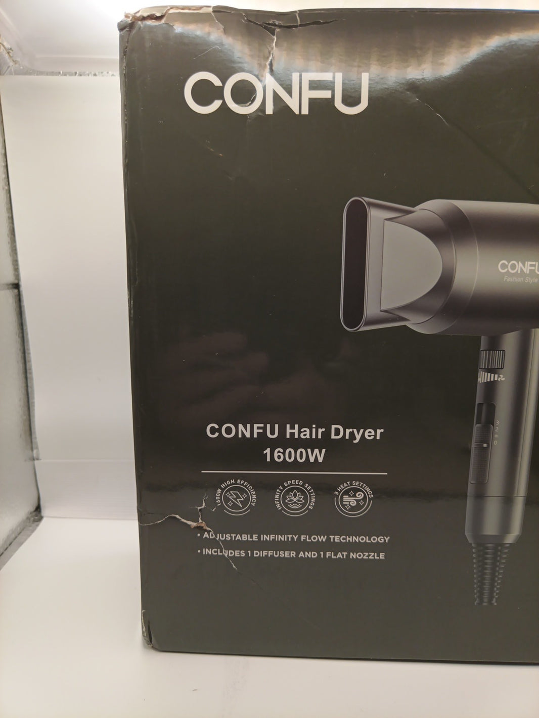 CONFU Portably Ionic Hair Dryer KF-3127, 1600 W, W/ Attachments - NEW1