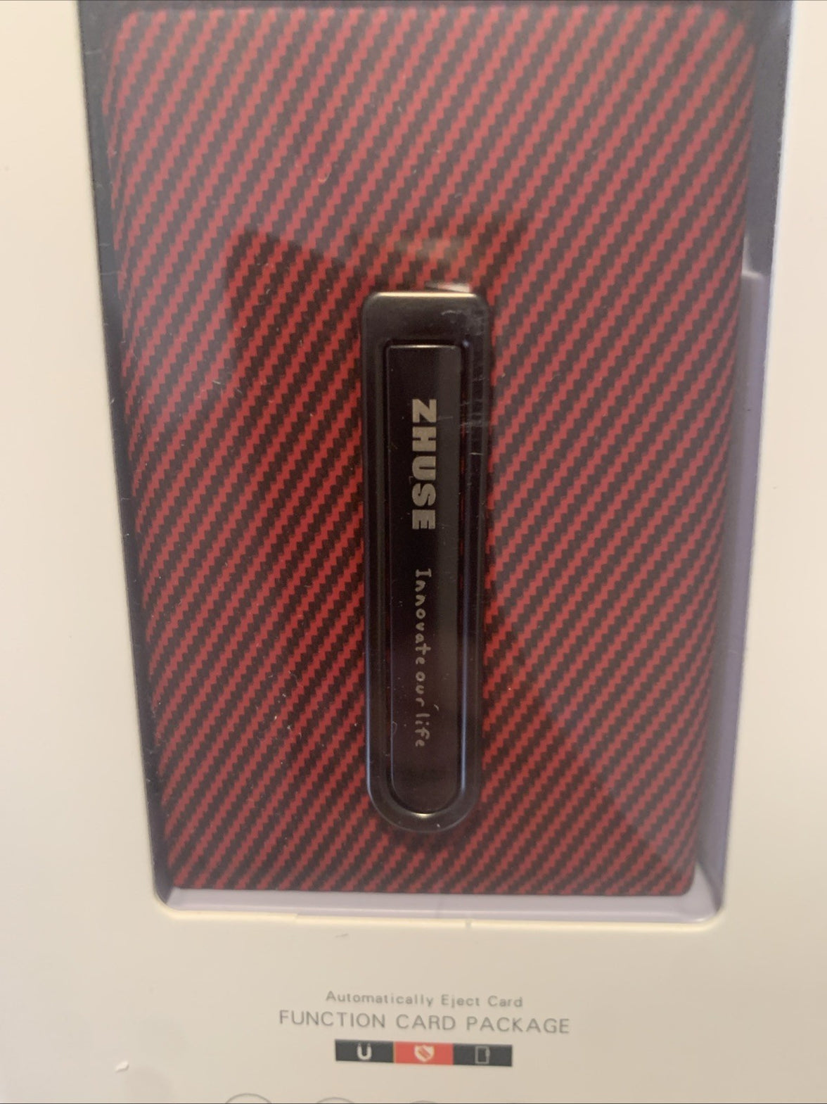 ZHUSE Automatic Pop-Up RFID Blocking Credit Card Holder Metal Wallet red2