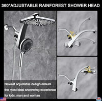 High Pressure Rain Shower Head: Premium System with Handheld Spray, 10 Settings0