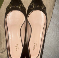 Gucci Black Leather Women's Shoes Ballerina Size 36.5 Erin Leather Horsebit1