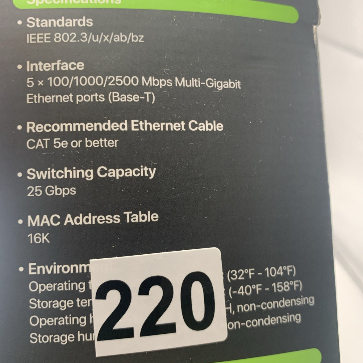 BrosTrend 5-Port 2.5G Muti-Gigabit Ethernet Switch Model No: S2 Plug&Play Silent6