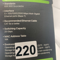 BrosTrend 5-Port 2.5G Muti-Gigabit Ethernet Switch Model No: S2 Plug&Play Silent6