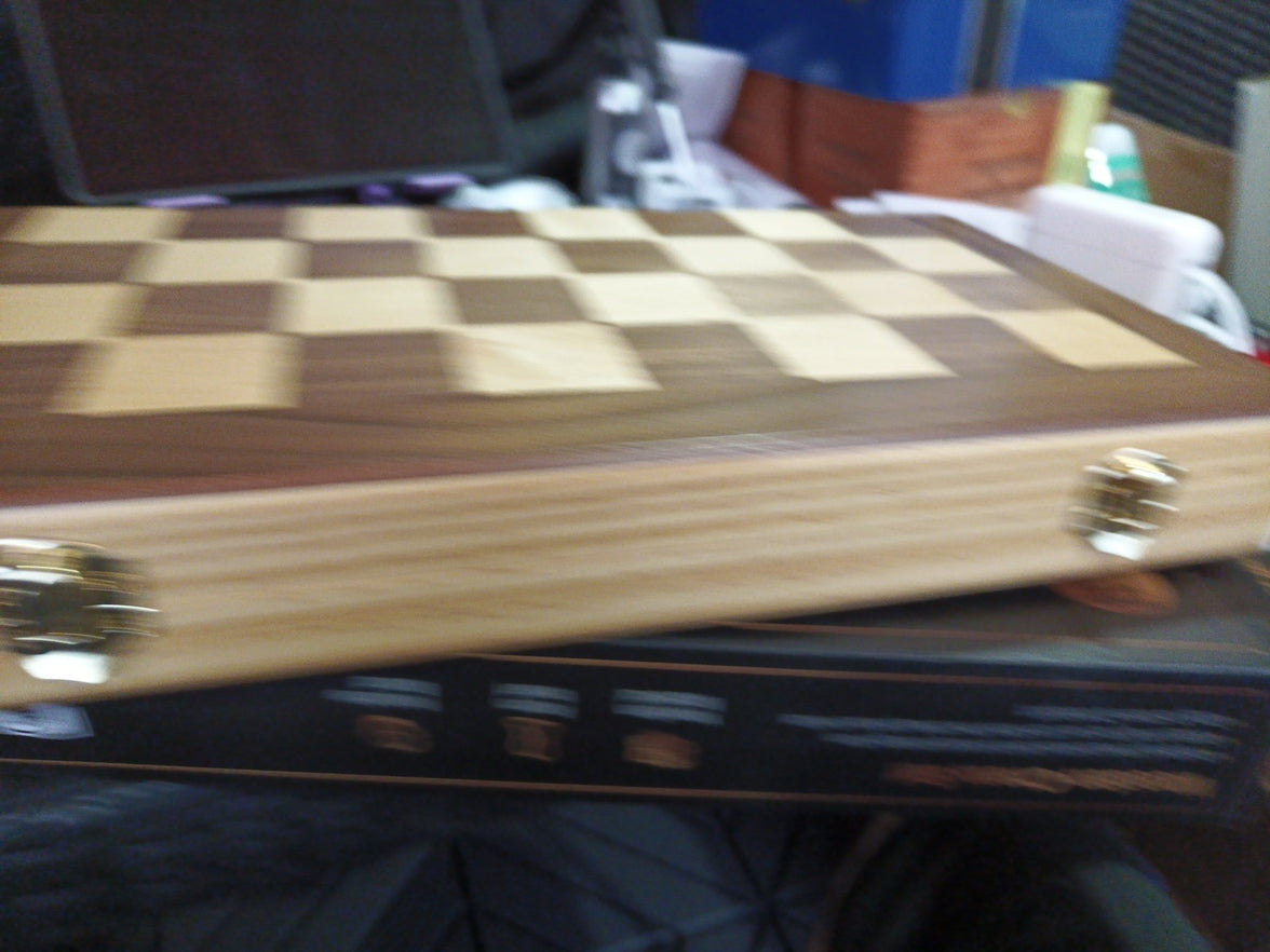15'' Walnut Chess Set with Storage Board for Adults & Children, 2 Players4