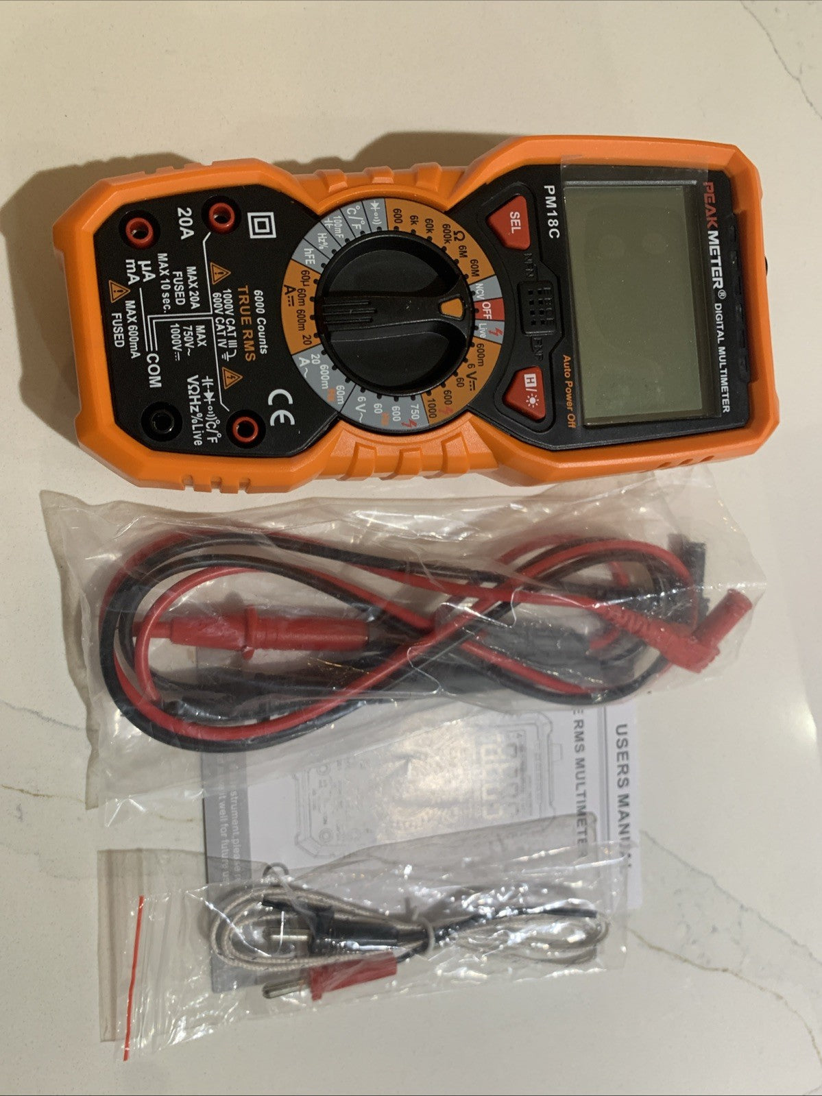 PM18C Digital Multimeter DC AC Voltage Current Tester Manual Range Backlight5