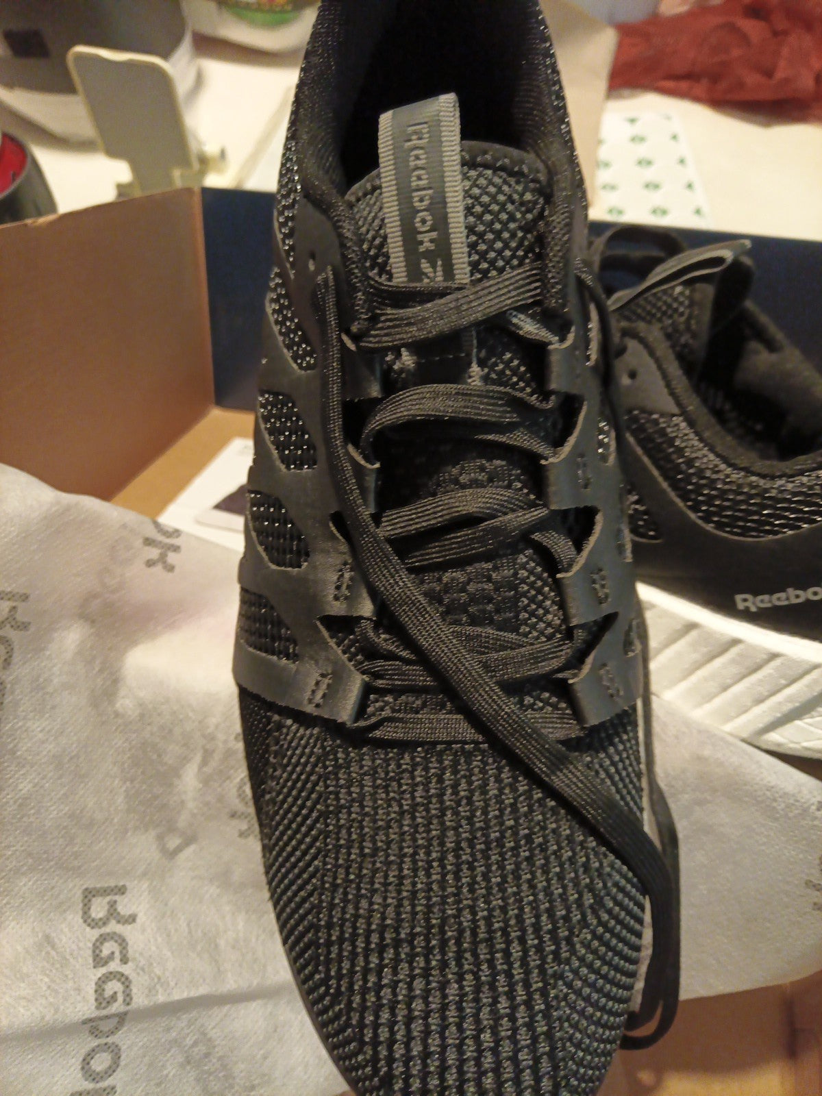 Man's Shoes Reebok Work Fusion Flexweave Cage Composite Toe, Black/White Size 9W8