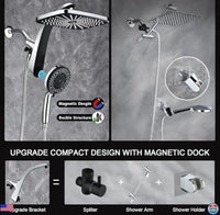 High Pressure Rain Shower Head: Premium System with Handheld Spray, 10 Settings1