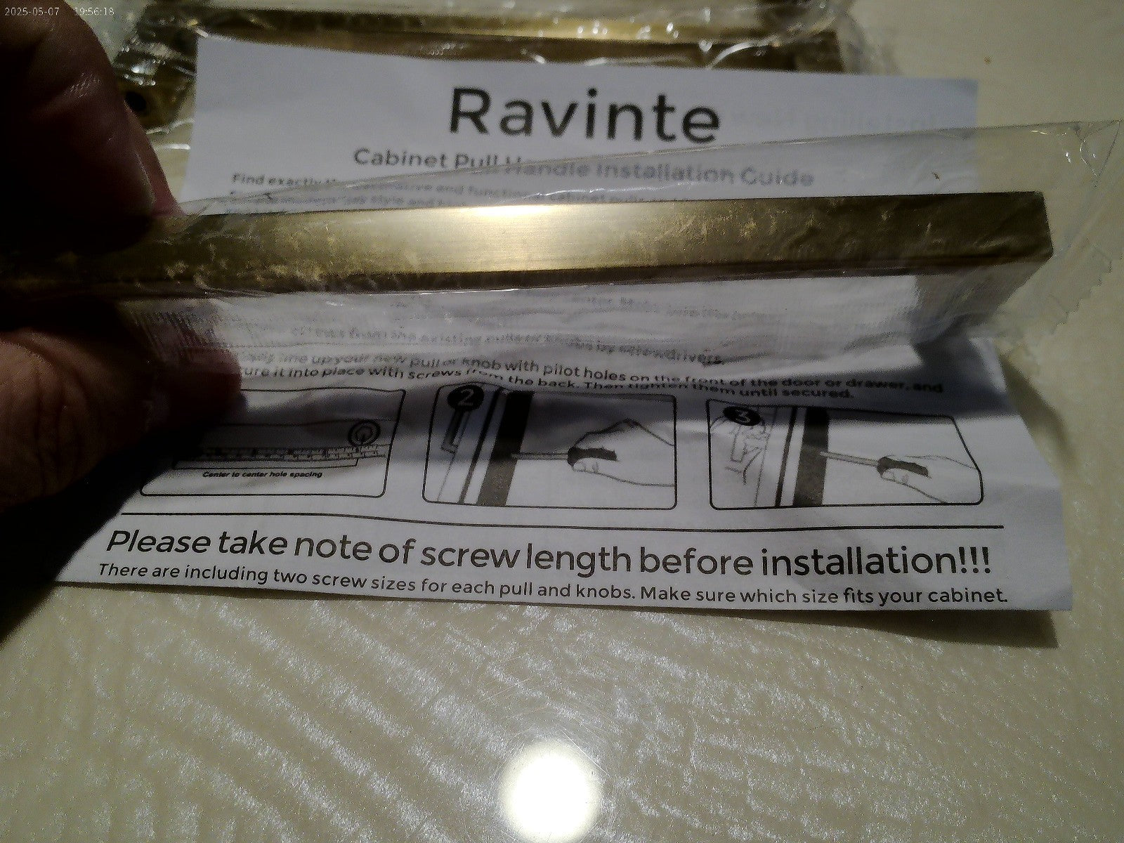Ravinte 10 Pack Solid 5 Inch Center to Center Slim Square Bar Drawer Handles New2