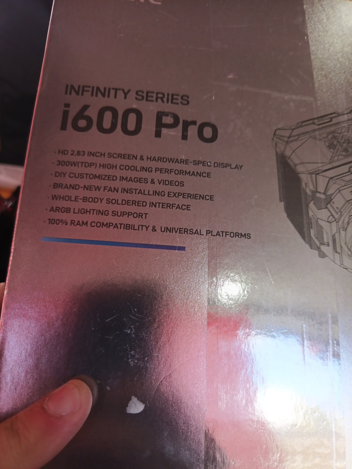 I600 Pro CPU Cooler, HD Display with Temperature, Copper Base. Display Box Broke2