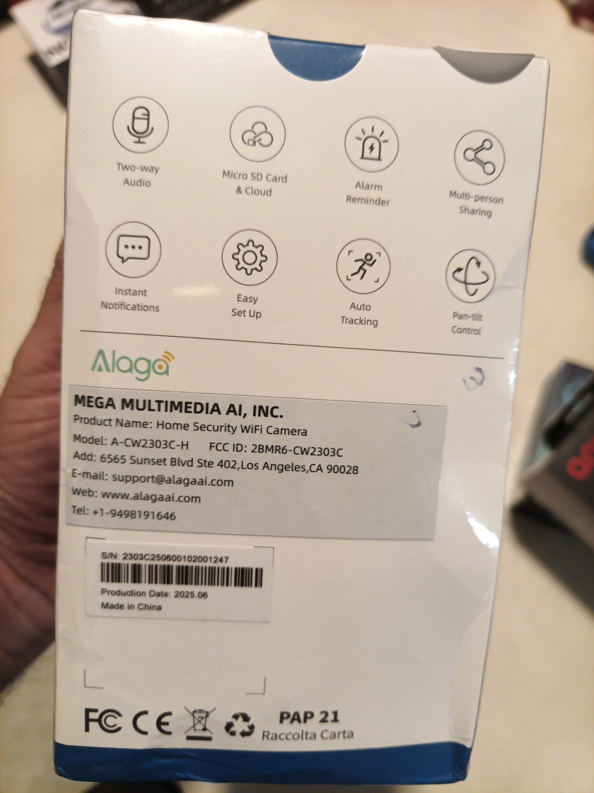 Alaga Home Security Wifi Camera 2k Pan & Tilt Auto Tracking Two Audio2