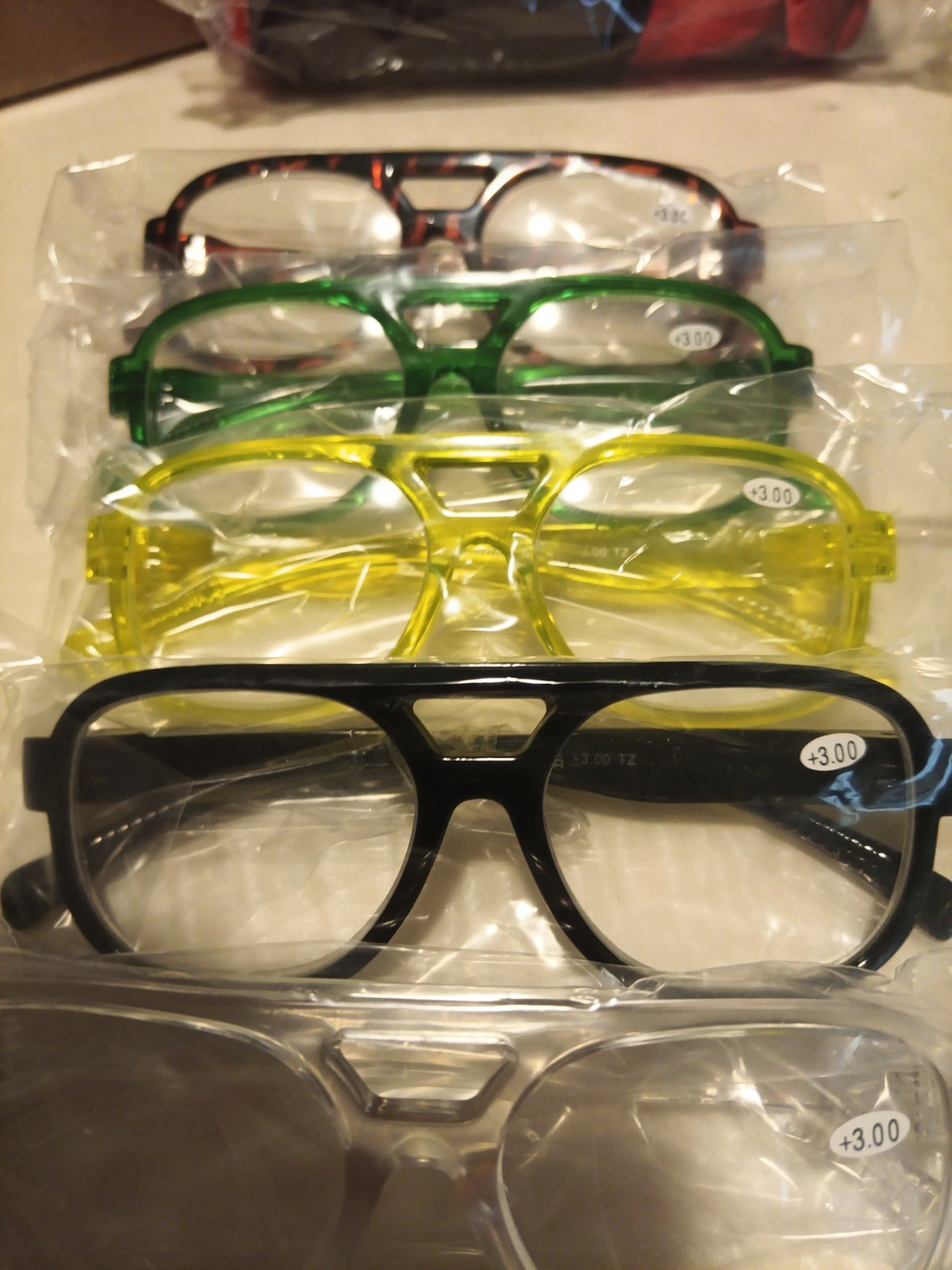 Solid Multi Color Plastic Aviator Eyeglasses Readers +3.0 - 6 Pack3