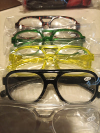 Solid Multi Color Plastic Aviator Eyeglasses Readers +3.0 - 6 Pack3