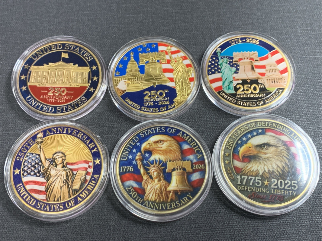 Set Of 6 Different America 250th Anniversary Commemorative Challenge Coin $ave!!1