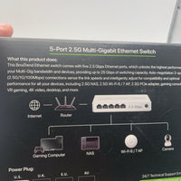 BrosTrend 5-Port 2.5G Muti-Gigabit Ethernet Switch Model No: S2 Plug&Play Silent5