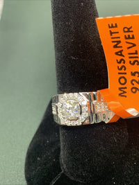 Men’s 925 Sterling Silver Cluster Ring, 2 CTW Of Moissanite. Size 111