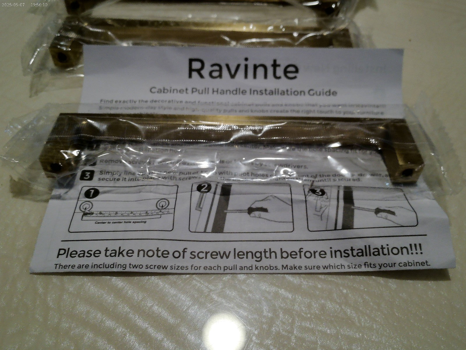 Ravinte 10 Pack Solid 5 Inch Center to Center Slim Square Bar Drawer Handles New1