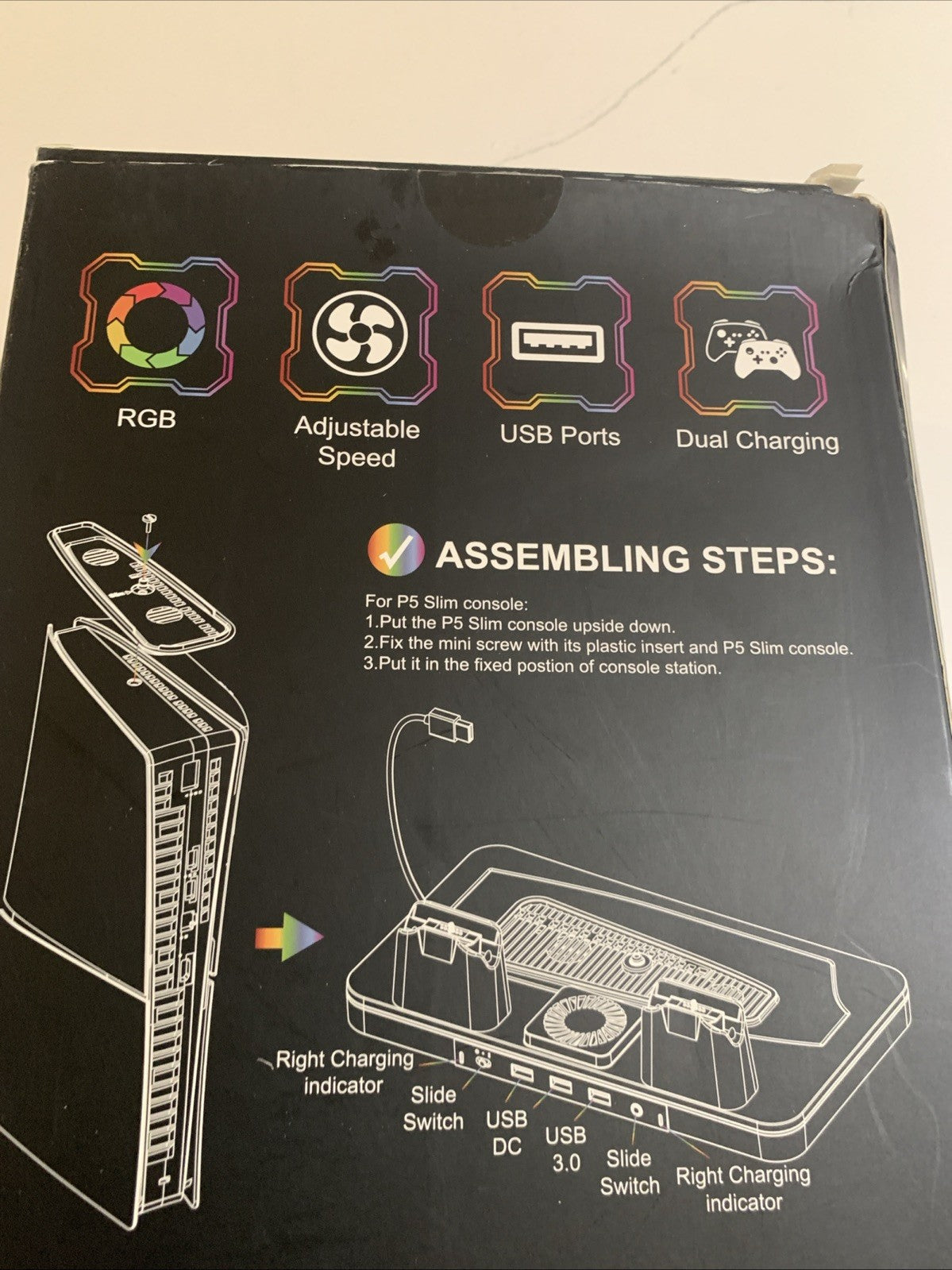 RGB Mutifunction Charging Station w/ Cooling Fan, for PS5 & Slim4